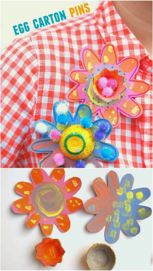 Decorative DIY Egg Carton Flower Pins