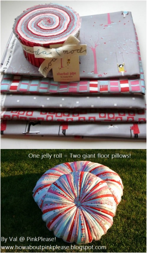 Giant DIY Jelly Roll Pillows