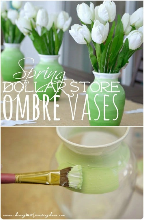 Cheap And Easy Dollar Store Ombre Vases