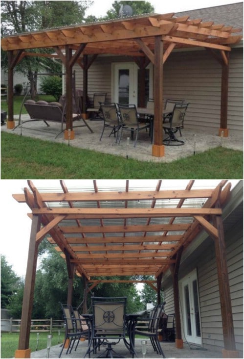 Covered Pergola Plans 12x24' Outside Patio Wood Design Covered Deck DIY