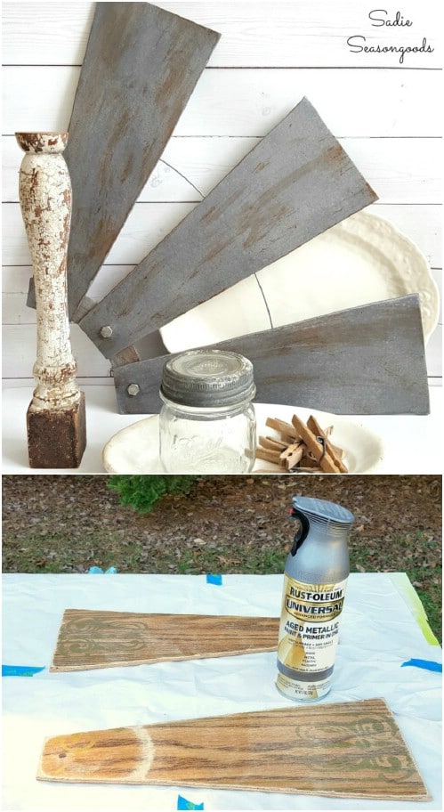 Upcycled Ceiling Fan Blade Windmill Décor