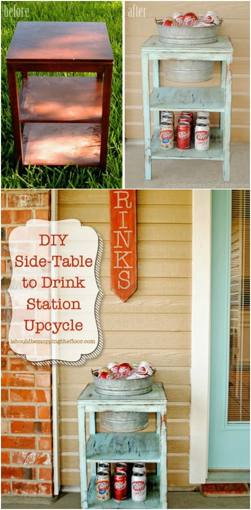 Upcycled Side Table Drink Station