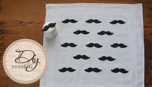 Whimsical DIY Stamped Mustache Handkerchief