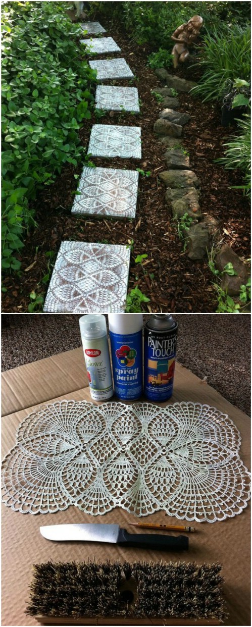 DIY Lace Stepping Stones