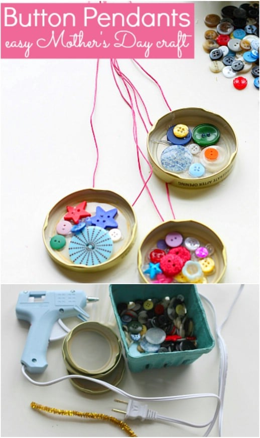 Colorful DIY Button Pendants