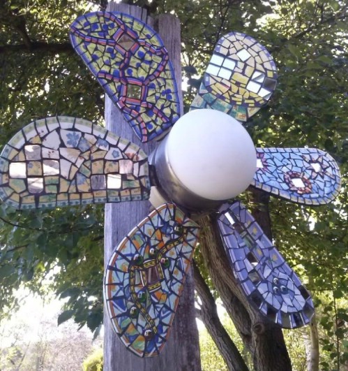 Beautiful DIY Mosaic Garden Windmill