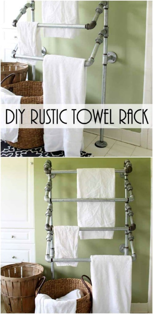 Repurposed Pipe Towel Rack