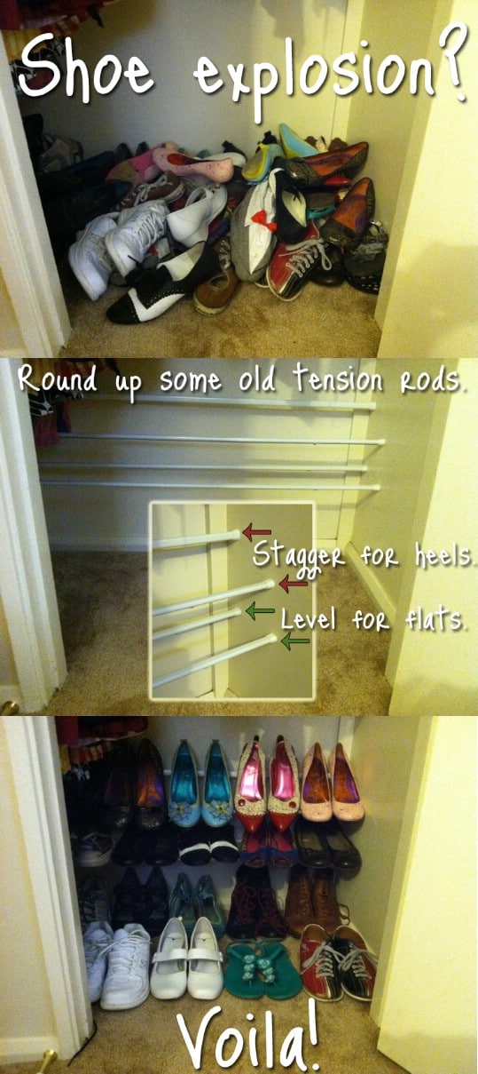 Simple DIY Tension Rod Shoe Rack
