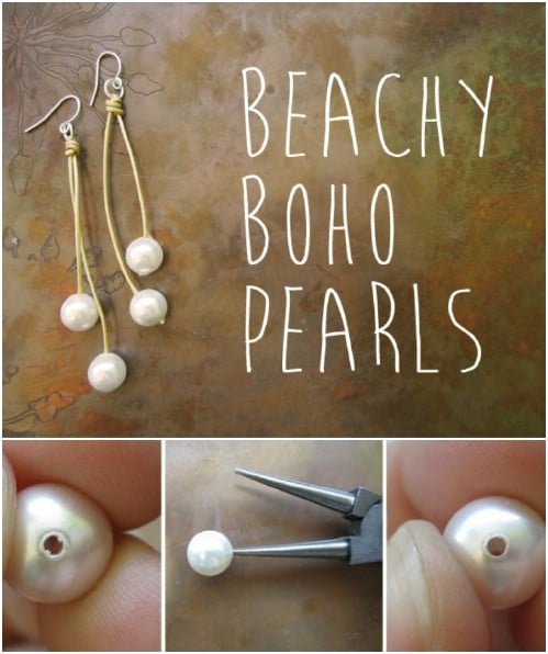 Beachy Designed Pearl Earrings