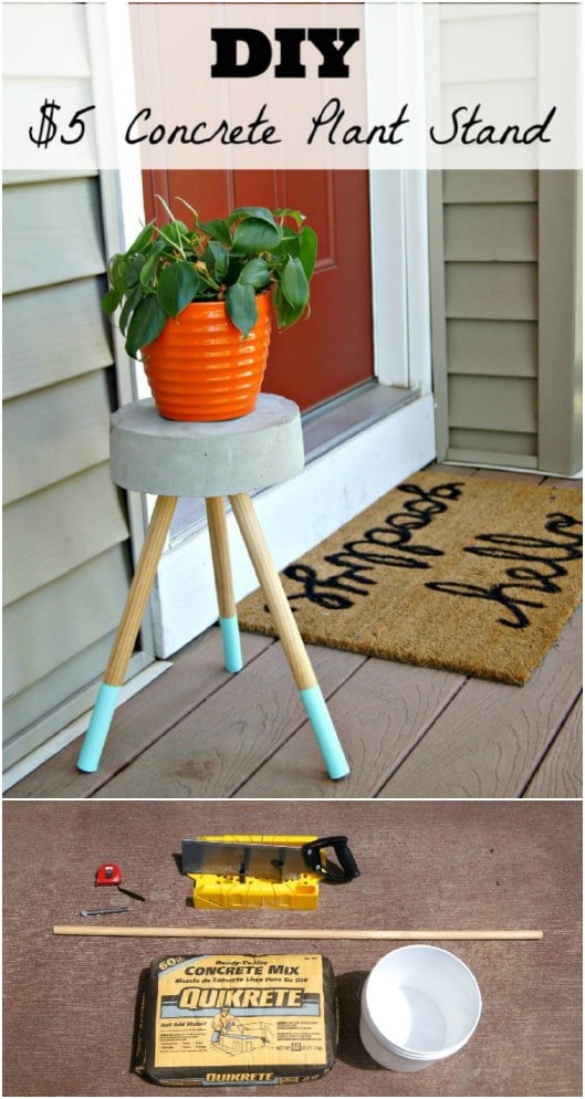 DIY Cement Top Plant Stand
