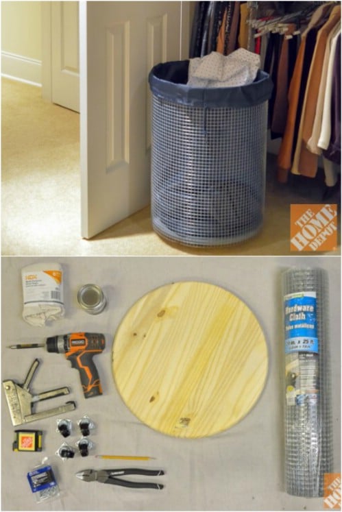 DIY Pine And Wire Laundry Basket