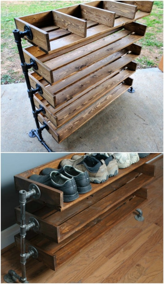 DIY Wooden Shoe Rack - A Bubbly Life