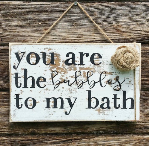 Whimsical Rustic Wooden Bubble Bath Sign