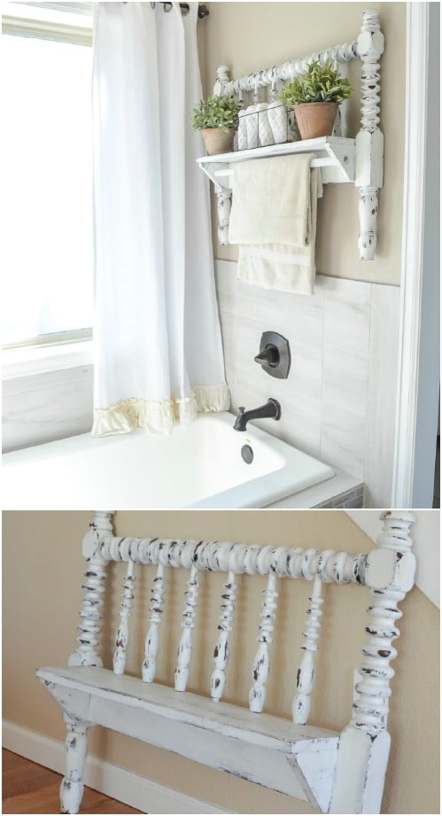 Upcycled Bed Frame Towel Bar