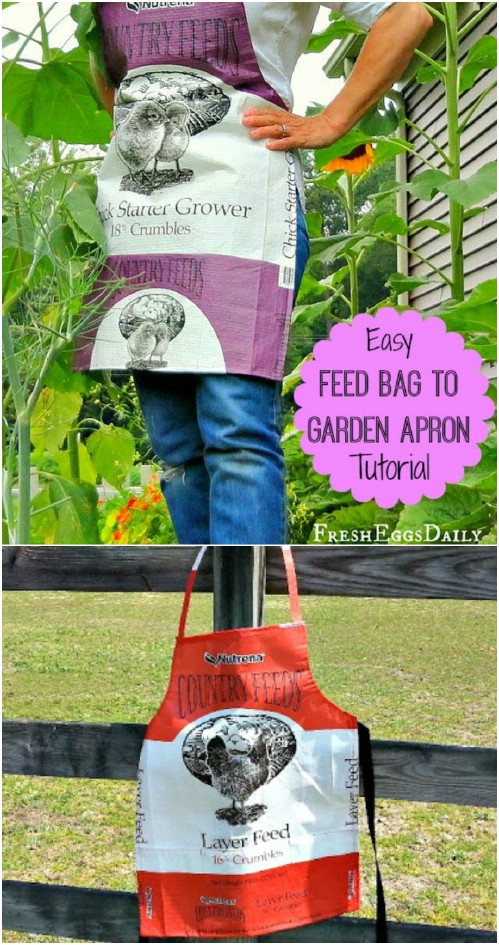 Repurposed Feed Bag Garden Apron