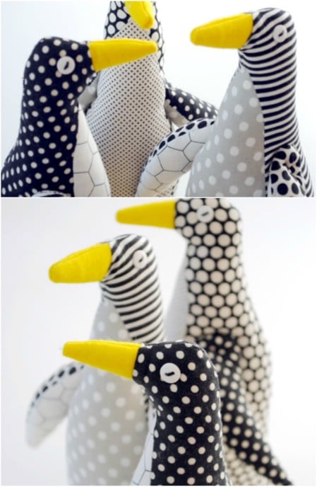 DIY Scrap Fabric Stuffed Penguins
