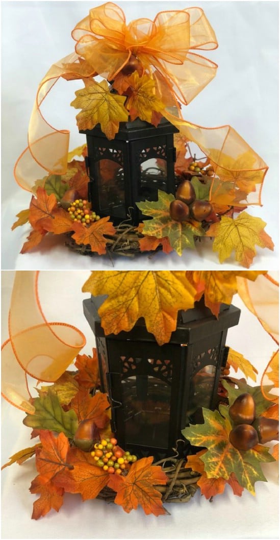 Fall Leaf And Lantern Centerpiece
