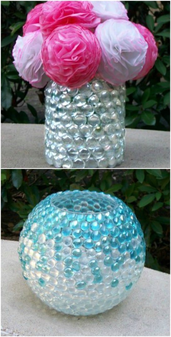 Repurposed Mayo Jar Marble Vase