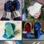 Crochet mitten collage