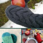 Crochet mitten collage
