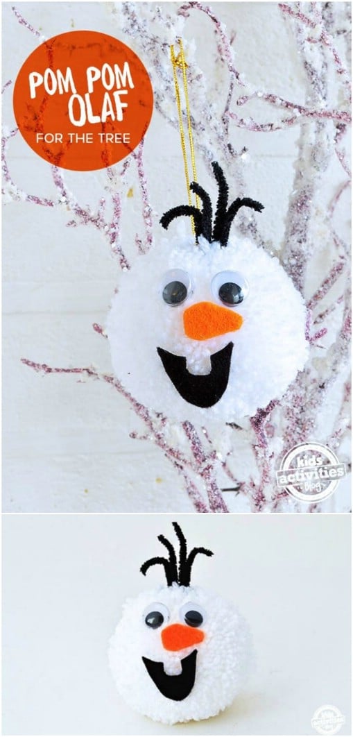 Adorable DIY Olaf Pom Pom Ornament
