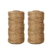 Tenn Well Natural Jute Twine 656 Feet Arts and Crafts Jute Rope Industrial Packing Materials Packing String For DIY Crafts, Festive Decoration and Gardening Applications (2ply,2 Pcs x 328 Feet)
