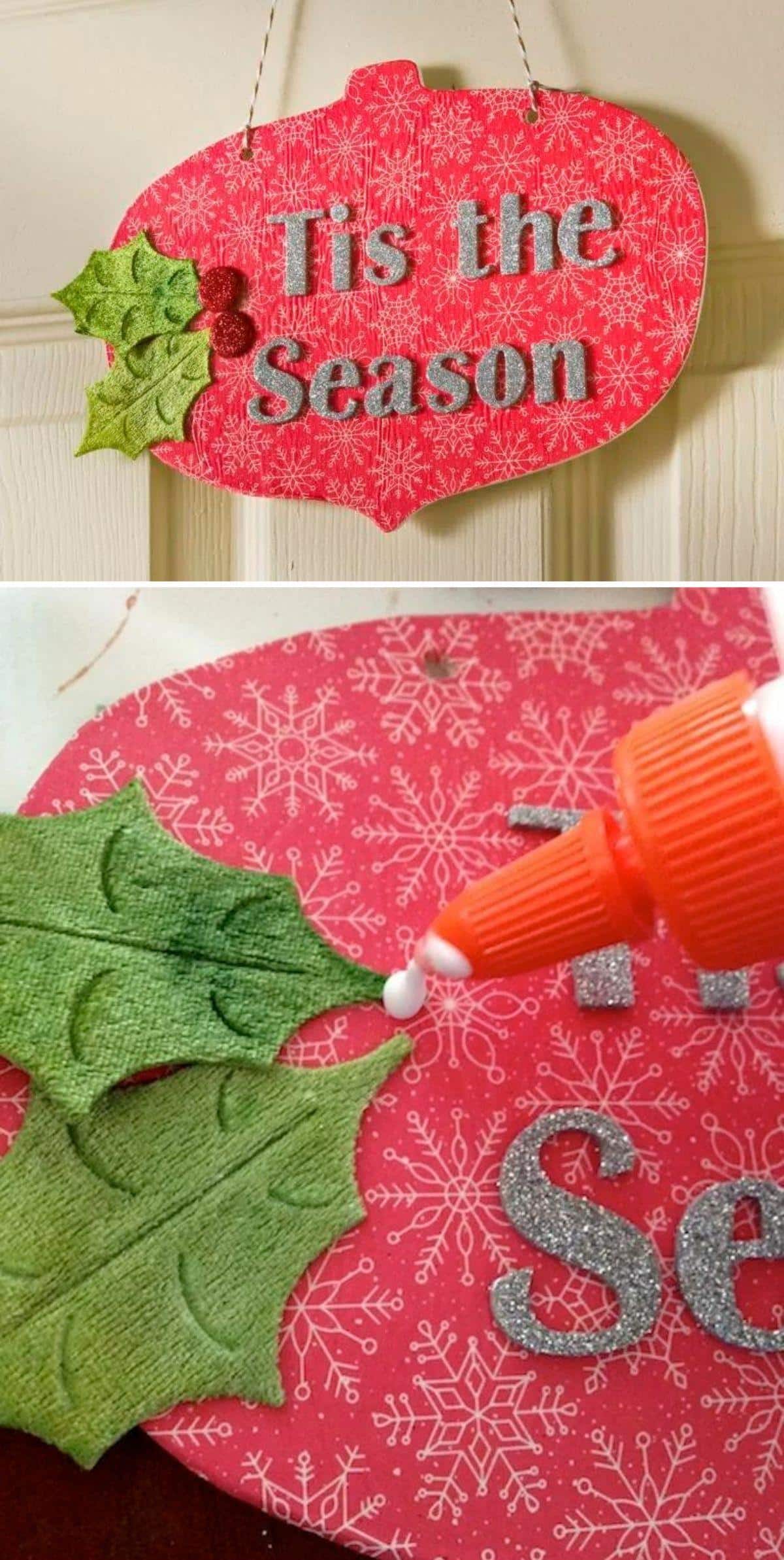Ornament Shaped Wooden Christmas Plaque