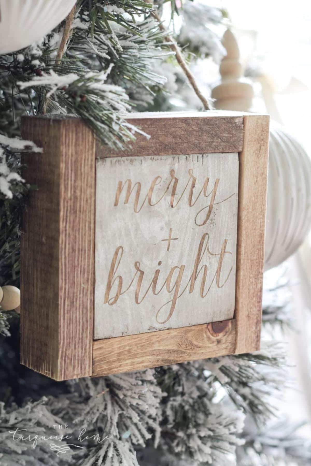 Merry & Bright Wooden Ornament Sign