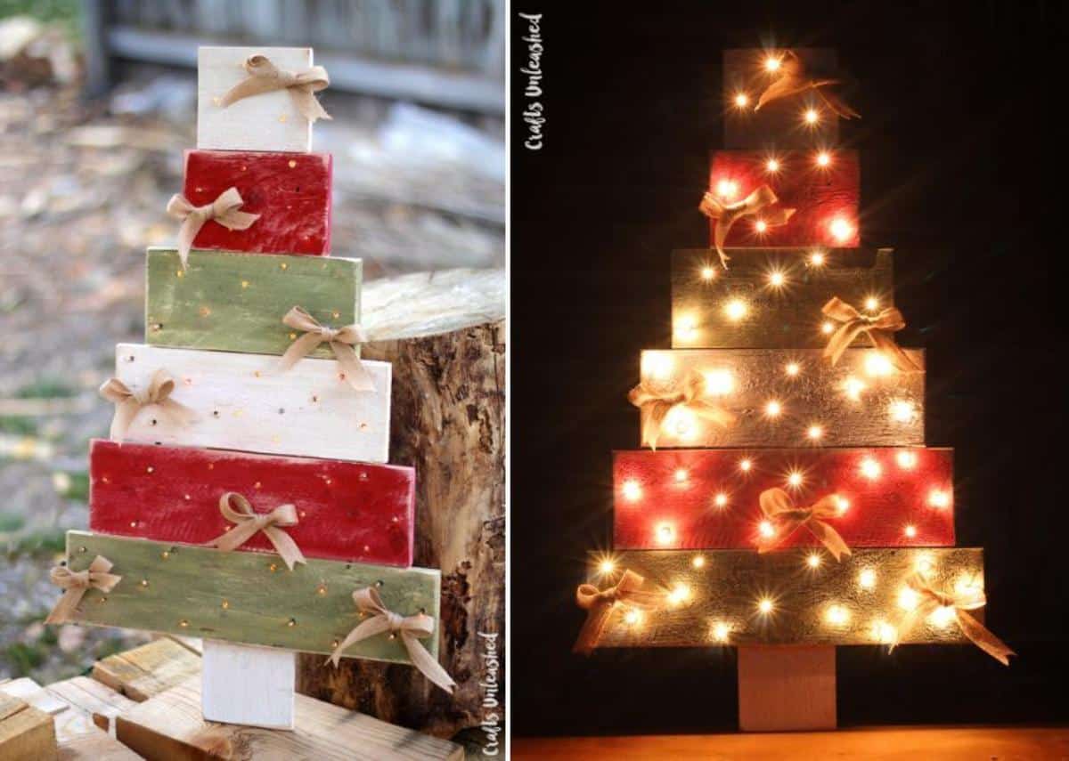 Repurposed Pallet Light Up Christmas Tree