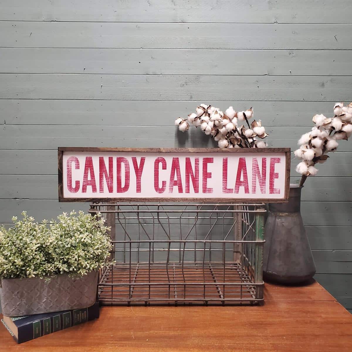 Cute Candy Cane Lane Wooden Sign