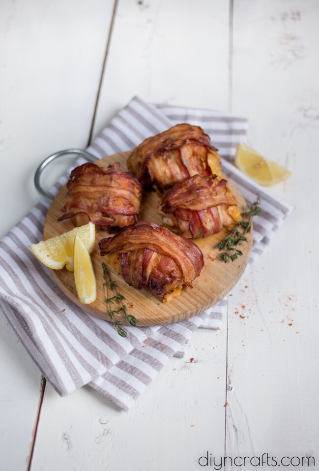 Cheese Filled and Bacon Wrapped Chicken Thigh Rolls