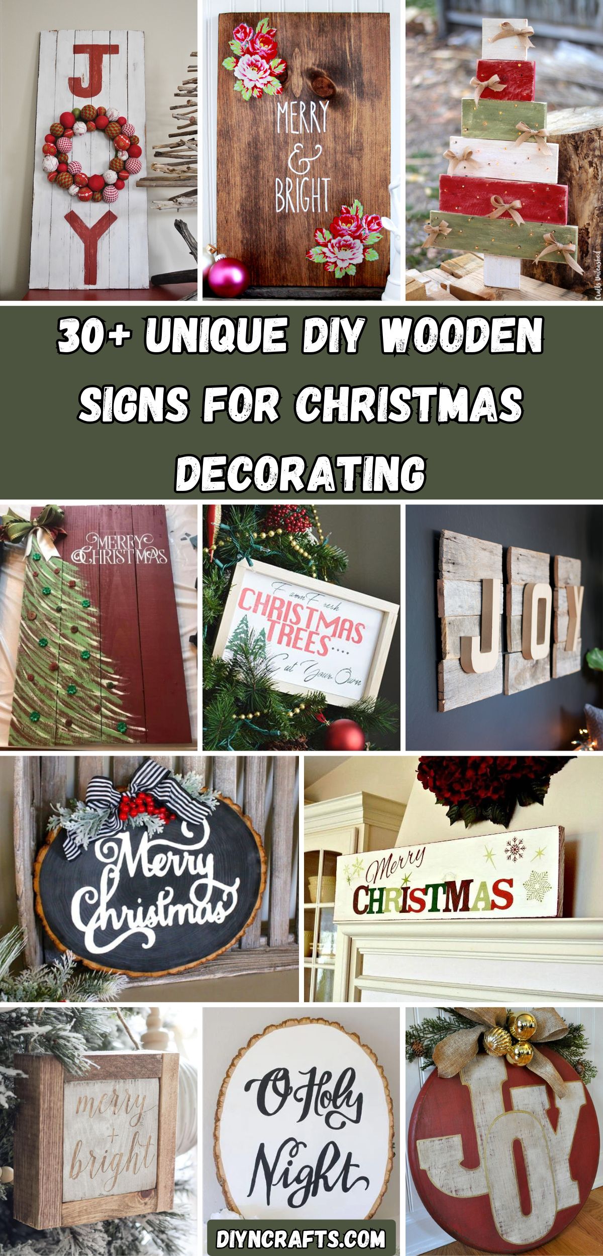 30+ Unique DIY Wooden Signs For Christmas Decorating collage.