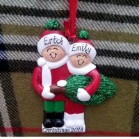 Personalized Christmas Ornament Couple Carrying a Christmas Tree
