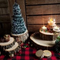 10 pc Wood Slice Lot Centerpiece Christmas Rustic Farmhouse Candle Holder