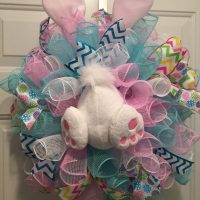 Easter Bunny wreath blue & pink
