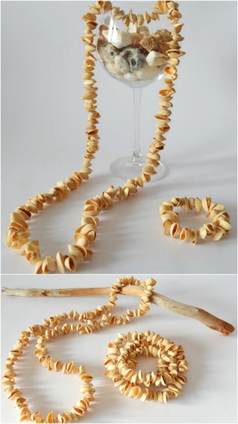 Natural Pistachio Shell Necklace
