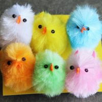 6 Large Chenille Chicks