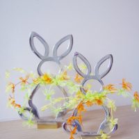 Silver Easter bunny with colourful bow ties