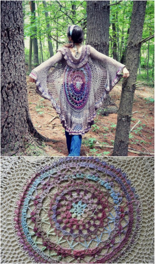Circular Pattern Crochet Cardigan