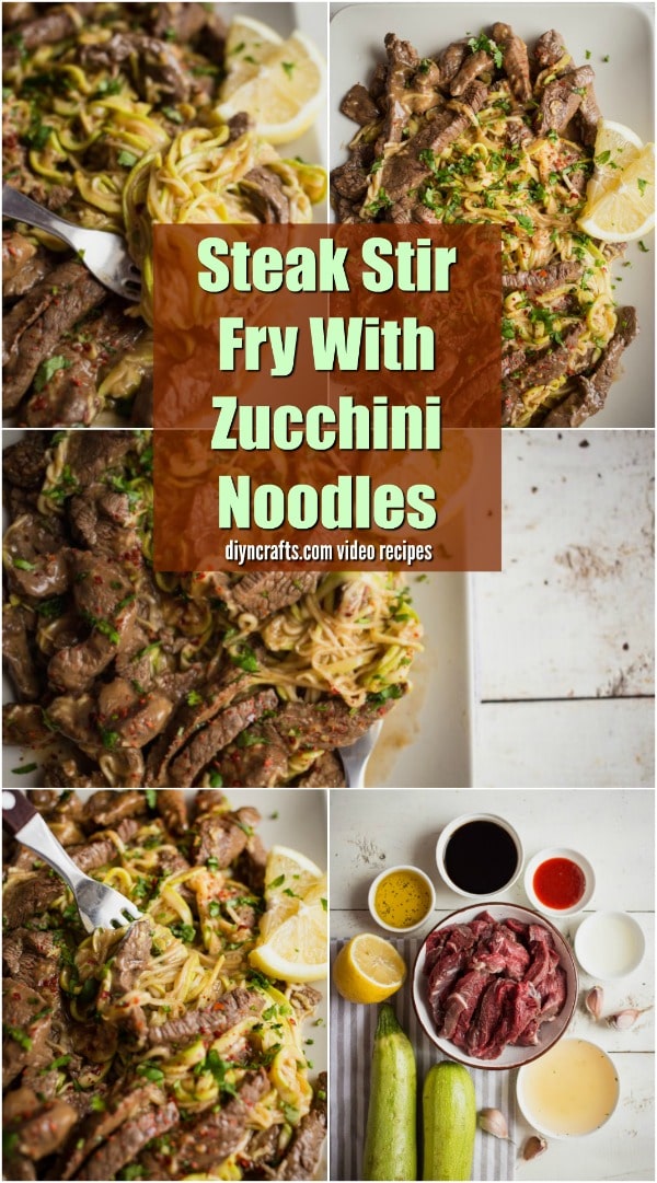 Steak Stir Fry With Zucchini Noodles - Tender and juicy steak stir fry with zucchini noodles is the perfect dish to serve up. Low carb, and packed full of rich and savory flavors. #steak #fry #zucchini #recipe