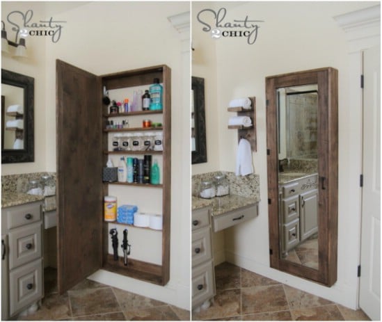 DIY Bathroom Mirror Storage Cabinet