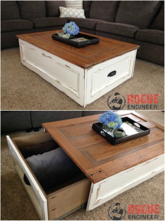 Farmhouse Style – Distressed Coffee Table With Storage