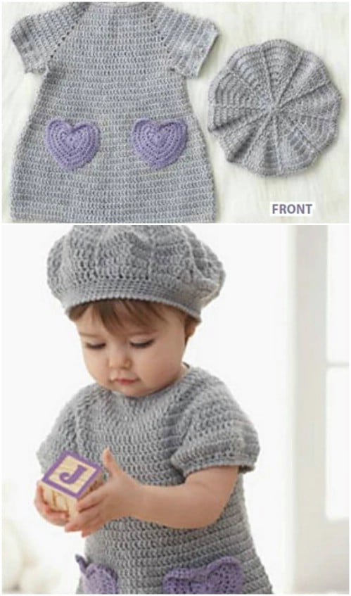 Crochet Dress Pattern With Heart Shaped Pockets
