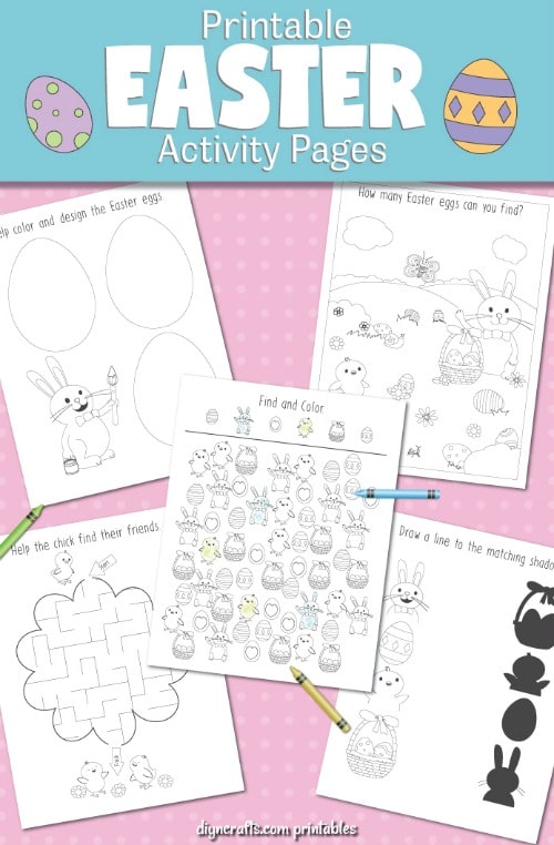 Preview of the first pack of the Easter printables and coloring pages. 