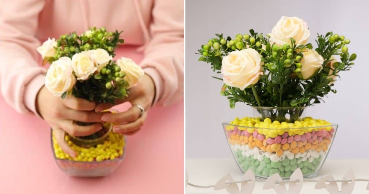 How to Make a Colorful Candy Vase Decoration for Easter - DIY & Crafts
