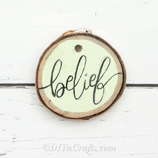 Belief hand-lettered Easter wooden ornament