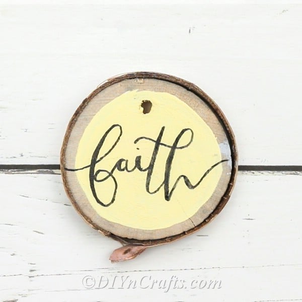 Faith hand-lettered wooden Easter ornament