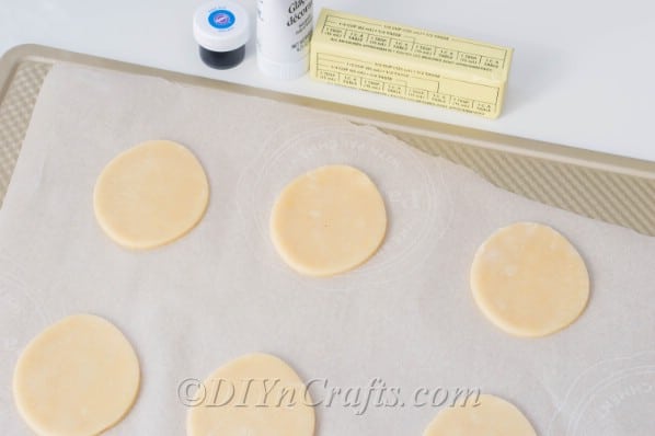 Sugar cookies rolled out and ready to bake 