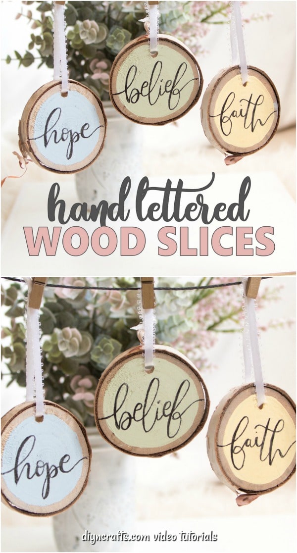 Easter hand-lettered wood slice ornaments