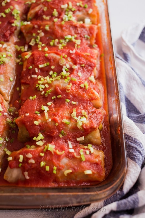 Cooked stuffed cabbage rolls